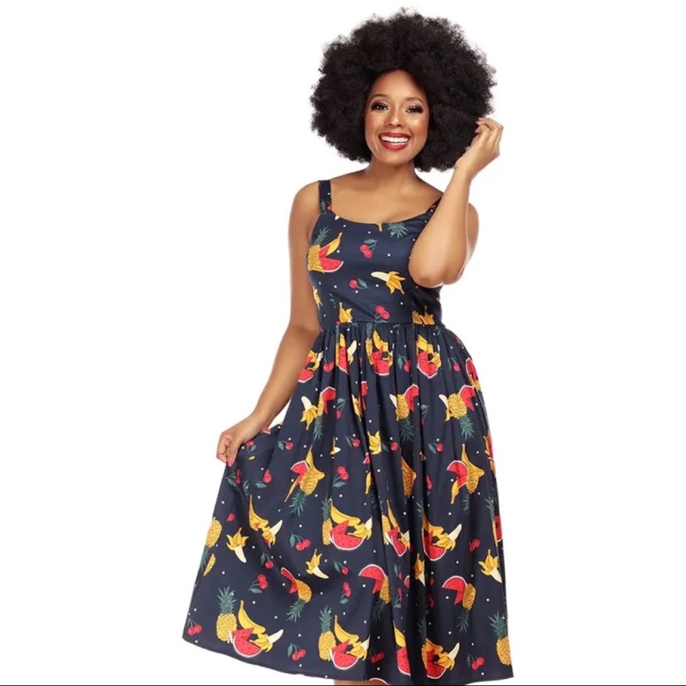 Collectif x ModCloth Lauren Polka Fruit Swing Dress
